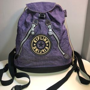 Vintage 90’s purple nylon rubber bottom Kipling Drawstring Backpack